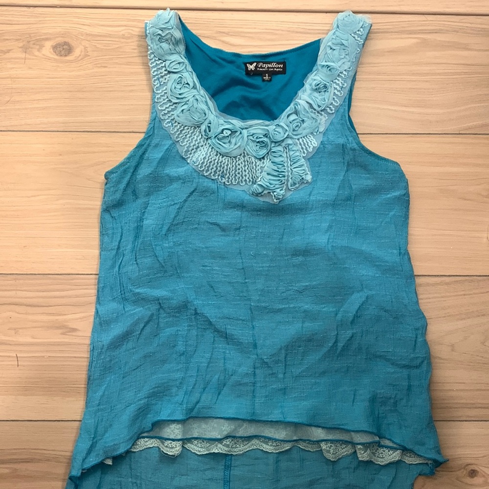 Papillon Tank Top - Teal - Size S
